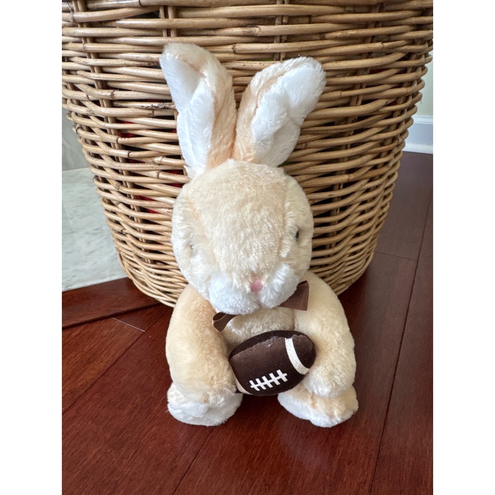 Dan Dee Collectors Choice Plush Bunny Rabbit Holding Football Cream Tan 10 inch